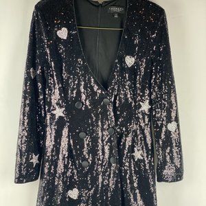 Laundry by Shelli Segal Black Sequin Double-Breasted Dress